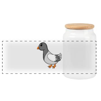 Colombe - Boîte à biscuits avec couvercle en bois - blanc - Devant