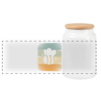 Bee - Panoramic Cookie Jar with Wooden Lid - white - Front