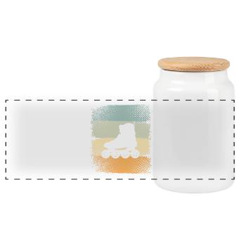 Patins en ligne - Boîte à biscuits avec couvercle en bois - blanc - Devant