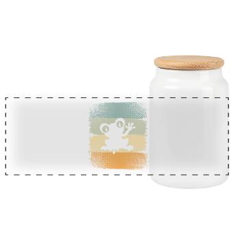 Frog - Panoramic Cookie Jar with Wooden Lid - white - Front