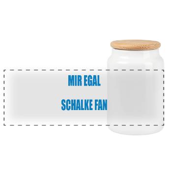 Mir Egal ich bleibe Schalke Fan - Panorama Keksdose mit Holzdeckel - Weiß - Vorne