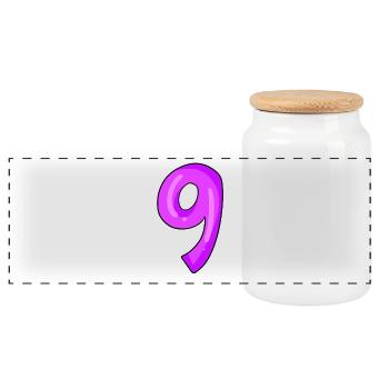 Numéro 9 - Boîte à biscuits avec couvercle en bois - blanc - Devant