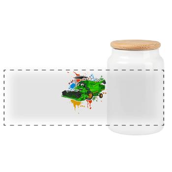 Combine - Panoramic Cookie Jar with Wooden Lid - white - Front