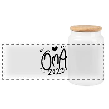 Oma 2023 - Werdende Oma 2023 - Panorama Keksdose mit Holzdeckel - Weiß - Vorne