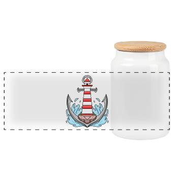 Phare d’Anchor - Boîte à biscuits avec couvercle en bois - blanc - Devant
