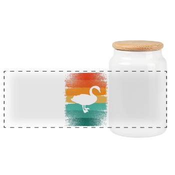 Swan - Panoramic Cookie Jar with Wooden Lid - white - Front