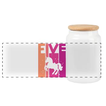 Unicorn 5th Birthday Girl 5 years - Panoramic Cookie Jar with Wooden Lid - white - Front