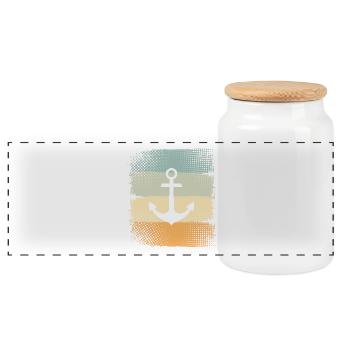 Anchor - Panoramic Cookie Jar with Wooden Lid - white - Front