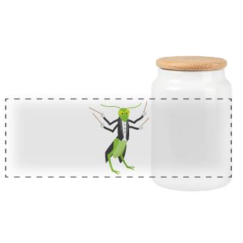 La sauterelle donne le ton - Chef d’orchestre - Boîte à biscuits avec couvercle en bois - blanc - Devant