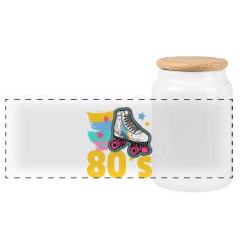 Rollschuhe 80er Rollschuhlaufen - Panorama Keksdose mit Holzdeckel - Weiß - Vorne