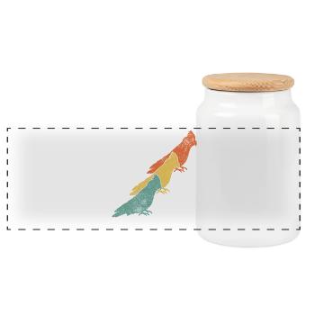 Nymphensittiche Vogel - Panorama Keksdose mit Holzdeckel - Weiß - Vorne