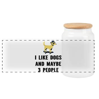 Dog Dogs - Panoramic Cookie Jar with Wooden Lid - white - Front