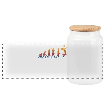Volleyball Volleyballspieler - Panorama Keksdose mit Holzdeckel - Weiß - Vorne