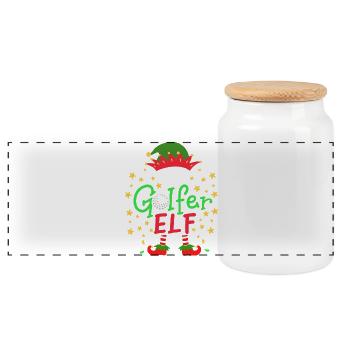 Weihnachten Golfer Elf - Panorama Keksdose mit Holzdeckel - Weiß - Vorne