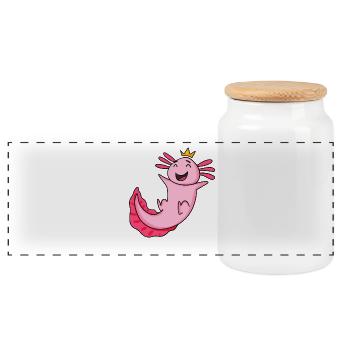 Axolotl - Boîte à biscuits avec couvercle en bois - blanc - Devant