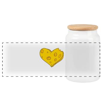 Cheese Heart - Panoramic Cookie Jar with Wooden Lid - white - Front