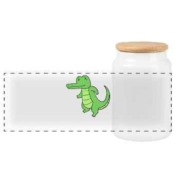 Crocodile - Boîte à biscuits avec couvercle en bois - blanc - Devant