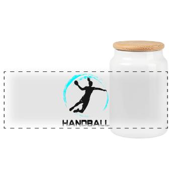 Handball - Panoramic Cookie Jar with Wooden Lid - white - Front