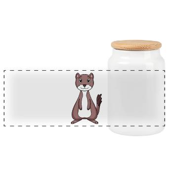 Belette - Boîte à biscuits avec couvercle en bois - blanc - Devant