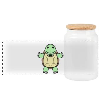 Tortue - Boîte à biscuits avec couvercle en bois - blanc - Devant
