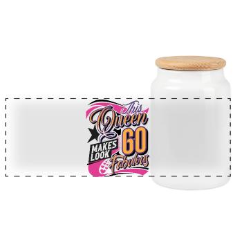 60ème anniversaire 60 ans Reine Femmes Femmes - Boîte à biscuits avec couvercle en bois - blanc - Devant