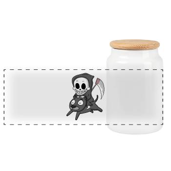 Grim Reaper et Black Panther - Boîte à biscuits avec couvercle en bois - blanc - Devant