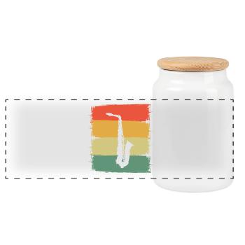 Saxophone - Boîte à biscuits avec couvercle en bois - blanc - Devant
