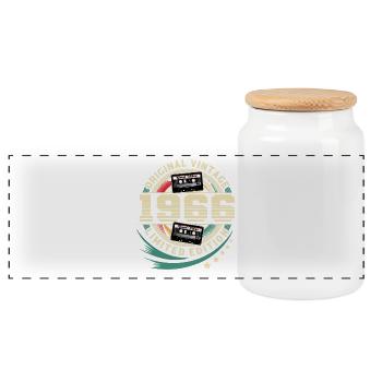 1966 Year of birth Vintage Year of construction Birthday - Panoramic Cookie Jar with Wooden Lid - white - Front