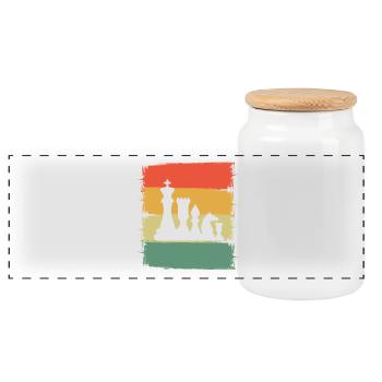 Échecs - Boîte à biscuits avec couvercle en bois - blanc - Devant