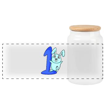 1 an 1 cadeau d’anniversaire - Boîte à biscuits avec couvercle en bois - blanc - Devant
