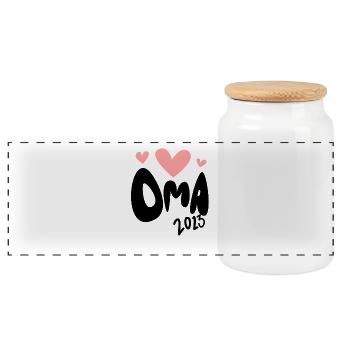 Oma 2023 - Werdende Oma 2023 - Panorama Keksdose mit Holzdeckel - Weiß - Vorne