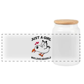 Mouette Chères Filles - Boîte à biscuits avec couvercle en bois - blanc - Devant