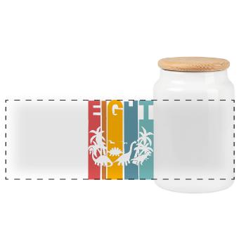 8. Ans Anniversaire des enfants Dino Dinosaur - Boîte à biscuits avec couvercle en bois - blanc - Devant