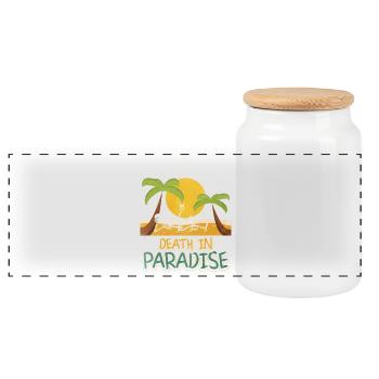 Death in Paradise – Skeleton Holiday Vibes - Panoramic Cookie Jar with Wooden Lid - white - Front