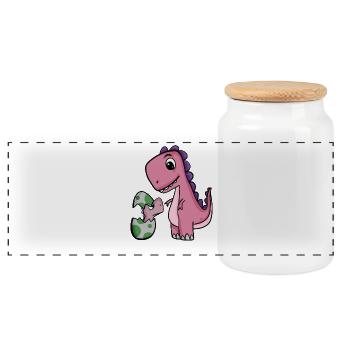 Dinosaurier mit Baby Dinosaurier - Panorama Keksdose mit Holzdeckel - Weiß - Vorne