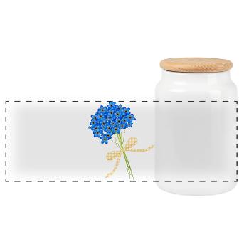 delicate forget-me-not bouquets - Panoramic Cookie Jar with Wooden Lid - white - Front