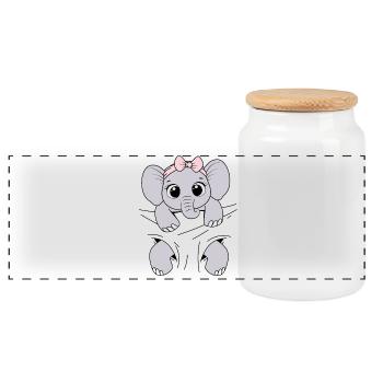 Bébé Éléphant Porter Animal Drôle Bébé Éléphant - Boîte à biscuits avec couvercle en bois - blanc - Devant