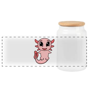 Axolotl - Boîte à biscuits avec couvercle en bois - blanc - Devant