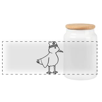 Möwe Anarchie – Freche maritim Hipster Küstenkunst - Panorama Keksdose mit Holzdeckel - Weiß - Vorne