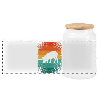 Pig - Panoramic Cookie Jar with Wooden Lid - white - Front