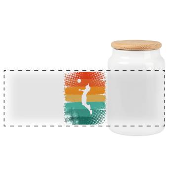 Volleyball - Panoramic Cookie Jar with Wooden Lid - white - Front