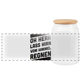 Himmelregen Mit Spruchgestaltung - Panorama Keksdose mit Holzdeckel - Weiß - Vorne