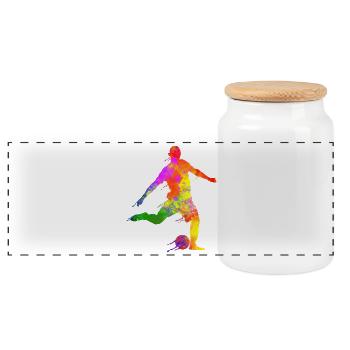 Paint Splashes Soccer Lover Grafik Fußballspieler - Panorama Keksdose mit Holzdeckel - Weiß - Vorne