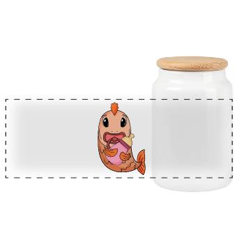 Bébé poisson - Boîte à biscuits avec couvercle en bois - blanc - Devant
