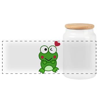 Grenouille amoureuse de cœurs – Love Design - Boîte à biscuits avec couvercle en bois - blanc - Devant