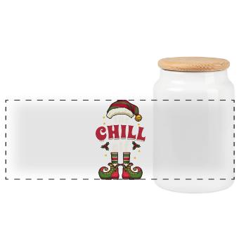 Chill Elf Wichtel Weihnachten - Panorama Keksdose mit Holzdeckel - Weiß - Vorne