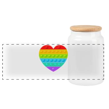 Pop It Popit Heart Colorful Rainbow - Panoramic Cookie Jar with Wooden Lid - white - Front