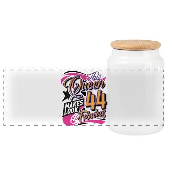 44th birthday 44 years Queen Women Women - Panoramic Cookie Jar with Wooden Lid - white - Front