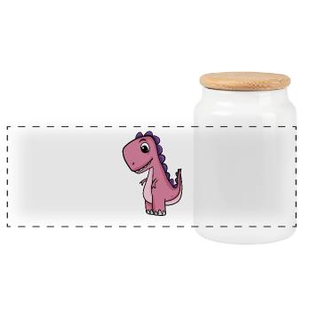 Dino Motiv - Panorama Keksdose mit Holzdeckel - Weiß - Vorne