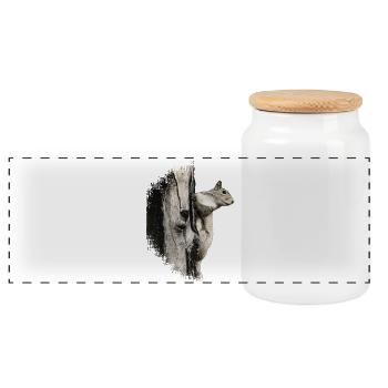 Eichhörnchen - Panorama Keksdose mit Holzdeckel - Weiß - Vorne